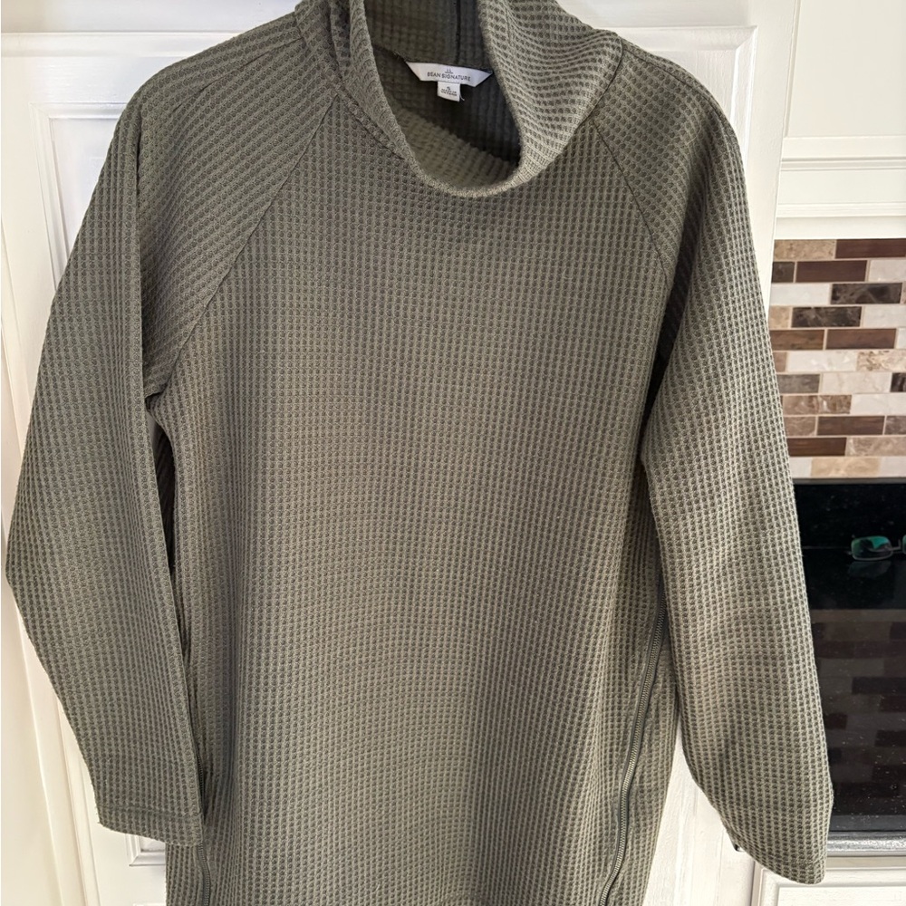 L.L. Bean Sage Cowl Neck Sweater